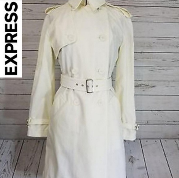 Express Jackets & Blazers - Express Button Down Trench Coat White Size 4